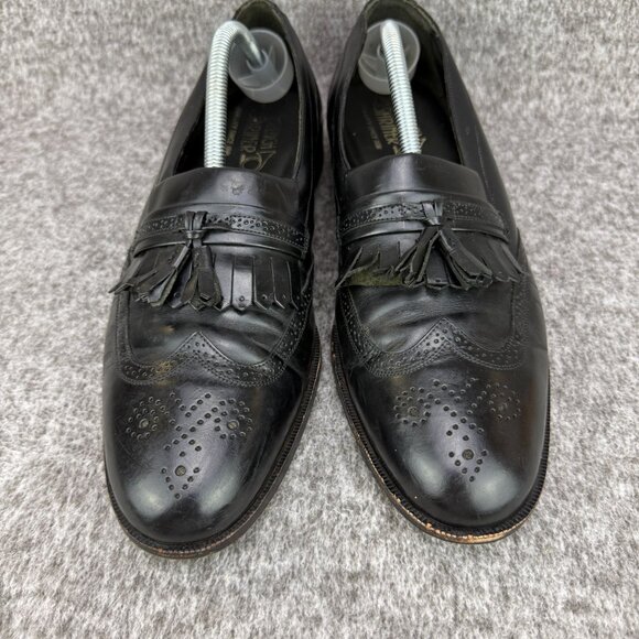 ✅VTG French Shriner Mens 10M Black Leather Wingtip Kiltie Tassel Loafers Classic main image 12